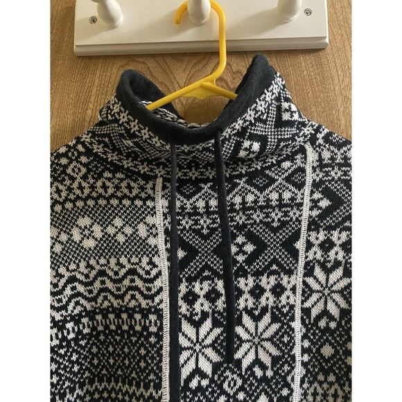 WOOLRICH Women's Black White Snowflake Geometric Knit High Neck Sweater XL Read - Picture 3 of 10